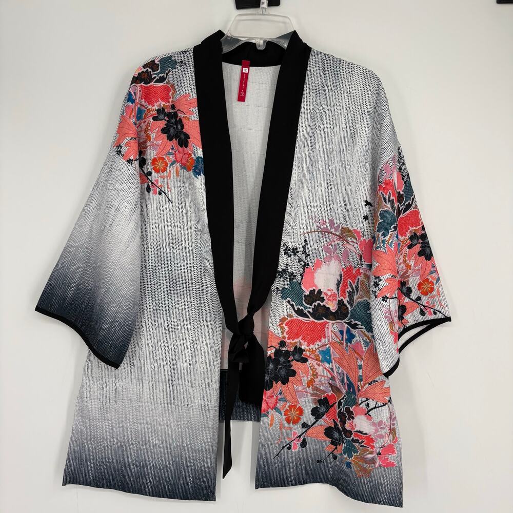 IC Collection Women’s Multicolor Floral Kimono Size Small Art to Wear